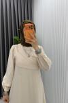 Taş Emel Elbise Premium Seri Kuşaklı Tam Boy Tesettür Giyim