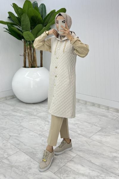 Taş Kapitone Yelek Tesettür Giyim