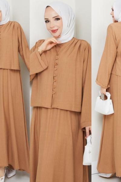 Vizon Modadüğme Elbise Takım Tesettür Giyim