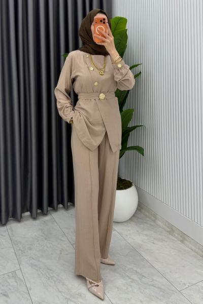 Vizon Premium Kemerli Gözde Takım Tesettür Giyim