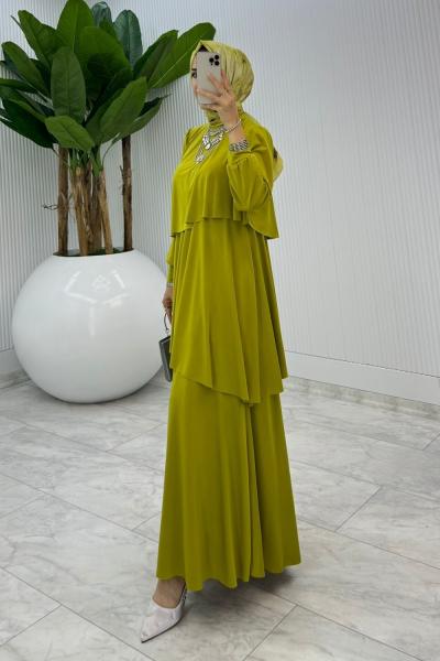 Yağ Yeşil Premium Diva Elbise Tesettür Giyim