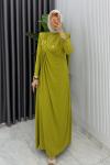 Yağ Yeşil Alya Tasarım Elbise Tesettür Giyim