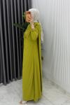 Yağ Yeşil Alya Tasarım Elbise Tesettür Giyim