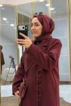 Bağcık Detaylı Ceket Takım Bordo