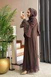 Bağlama Detay Tensel Elbise Kahverengi