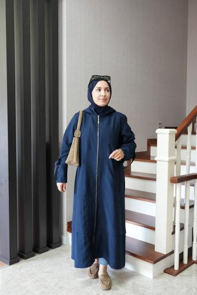 ELSE MEVSİMLİK TRENÇKOT LACİVERT