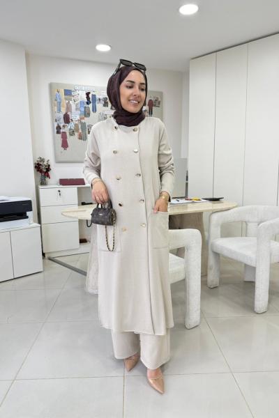 Gold Düğmeli Oysho Takım Bej