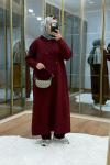 Kapüşonlu yırtmaçlı takım Bordo