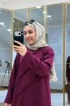 Nervür Detaylı Oysho Elbise Mürdüm