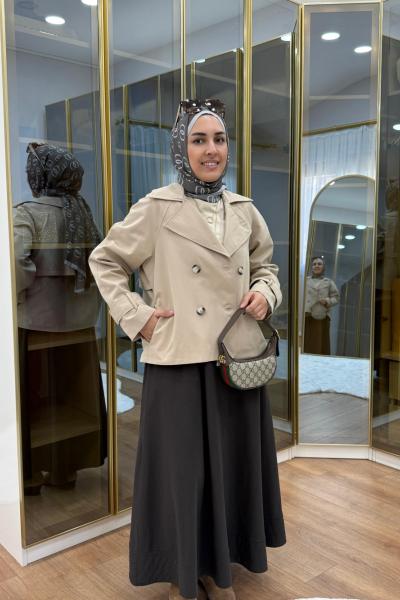 Reglan kol Kısa Trençkot Bej