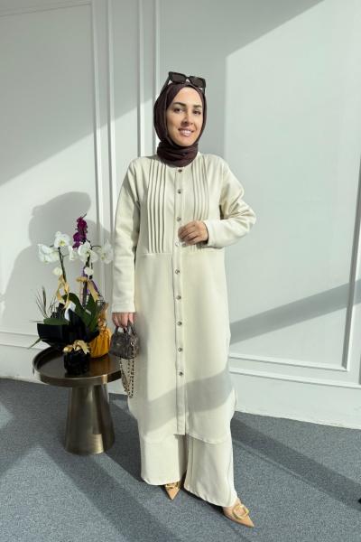 Scuba Nervürlü Takım Bej