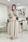 Yandan Büzgülü Oysho Etekli Takım Bej