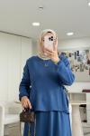 Yandan Büzgülü Oysho Etekli Takım İndigo