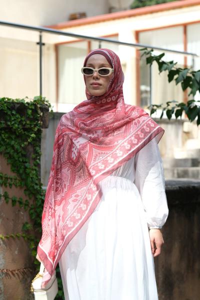 Zaya Desen Soft Pamuk Şal Bordo