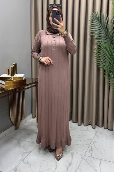 Büşra Soğuk Merserize Elbise Vizon