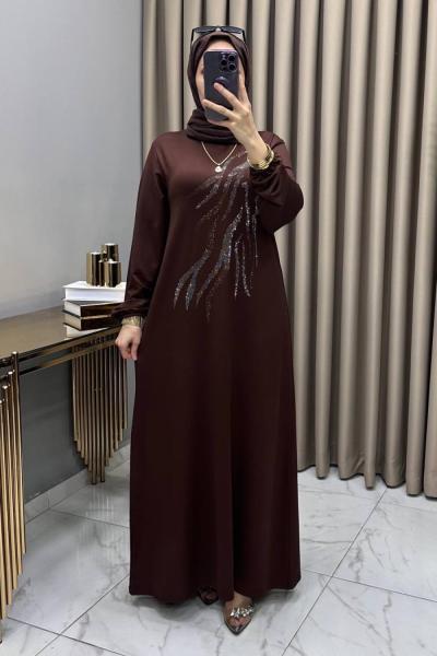 Damla Abiye Elbise Kahve