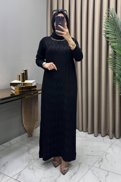 Deniz Soğuk Merserize Elbise Siyah