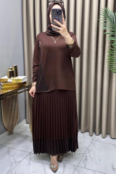 Hale Etekli Takım Kahve Renk