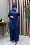 Hanımeli Taşlı Takım İndigo Mavi