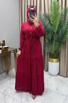 Pelin Elbise Saks Bordo