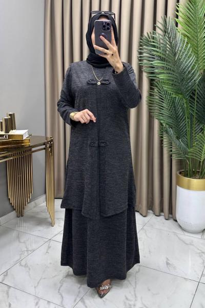 Yelekli Elbise Takım Siyah