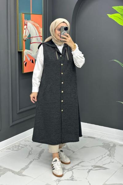 Aysel Uzun Yelek - Siyah