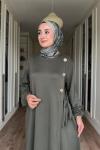 Begüm Uzun Elbise-Haki