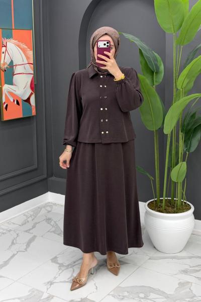 Bergüzar Etekli Takım - Kahve