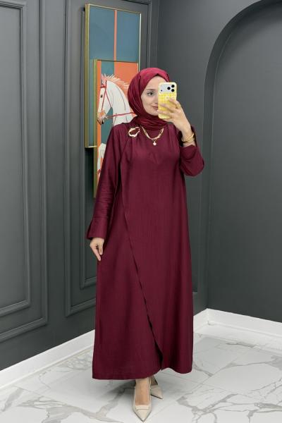 Dilşah Tokalı Elbise -  Bordo