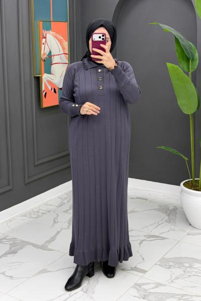 Esengül Triko Elbise - Gri