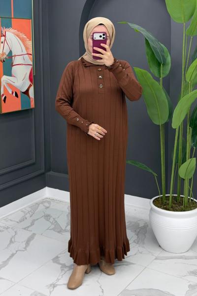 Esengül Triko Elbise - Kahve