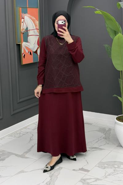 Gülendam Etekli Takım - Bordo