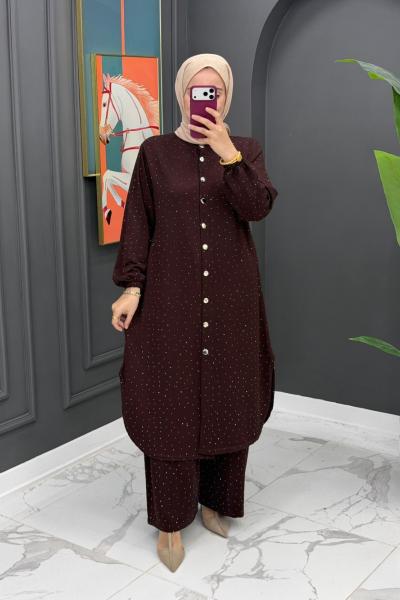 Sena Taşlı Takım - Kahve