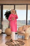 02-2494 Ön Boncuk 3 Yaprak İşli Takım Pembe