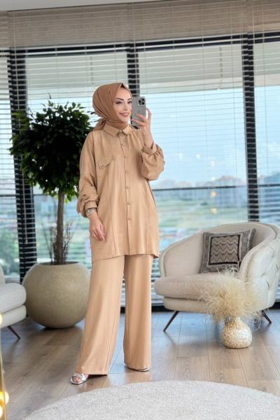 100248 Garnili Laklı Ayrobin İkili Takım Latte