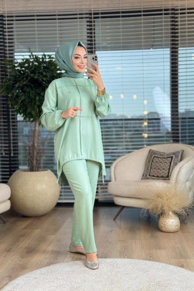 100249 Nervür Detaylı İkili Takım Mint