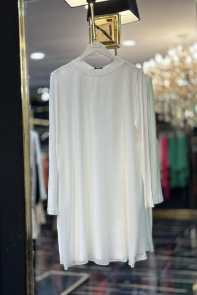 10269 Önü Şİfon Parçalı Tunik Ekru