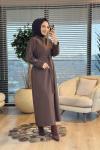 12671 Sol Kolu Çıtçıtlı Elbise Kahve