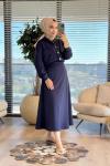 14377 Gold Çıtçıtlı Etekli Takım Lacivert