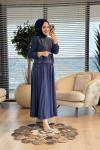 14455 Kol Cep Zımba Detay Etekli Takım Lacivert