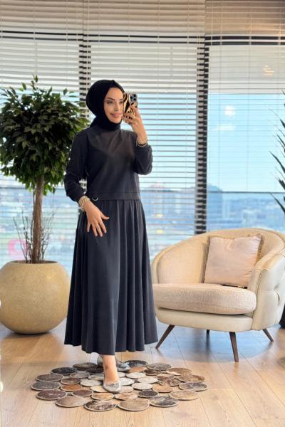 14455 Kol Cep Zımba Detay Etekli Takım Siyah