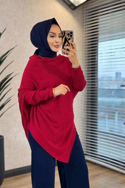 146019 Fitilli Triko Panço Kırmızı