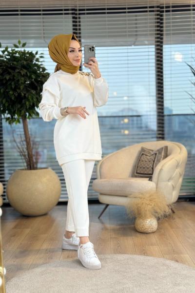 14T4671 Triko Garni Modal Takım Ekru