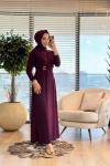 1514 Viona Yan Tokalı Sandy Elbise Mürdüm
