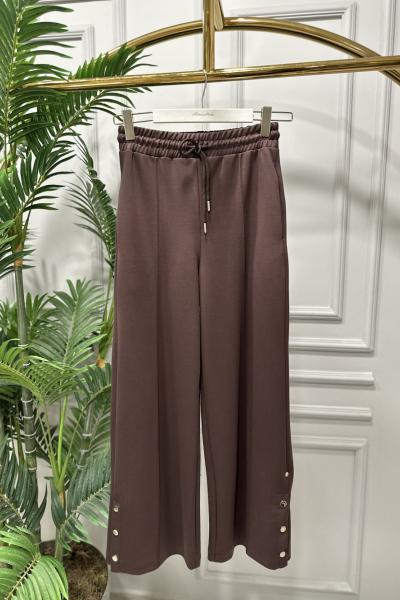 18222 Osyho Paçası Çıtçıtlı Pantolon Kahve