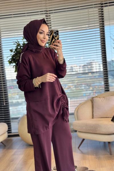 19250 Şirin Büyük Beden Takım Bordo