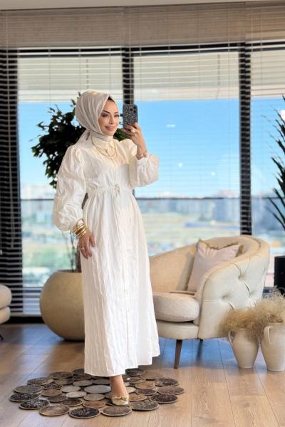 20100 Oscarlı Elbise Ekru