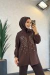 2046 İnci Gömlek Kahverengi