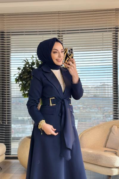 2194 İki Düğme Ceket Etekli Takım Lacivert