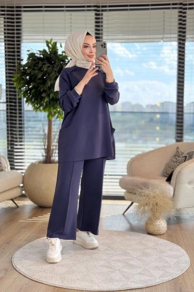 22629 Osyho Ön Cep Ve Dikiş Detaylı Takım Lacivert